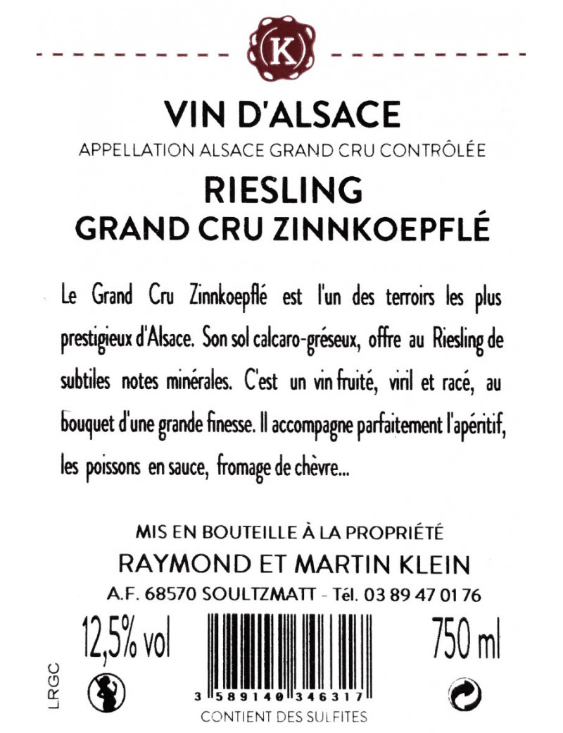 Alsace Grand Cru Zinnkoepflé Riesling - 2023 - Domaine Muré main image 1
